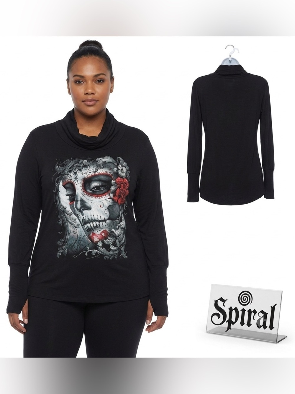Spiral Direct Gothic Cowl Neck Off shoulder Top Large